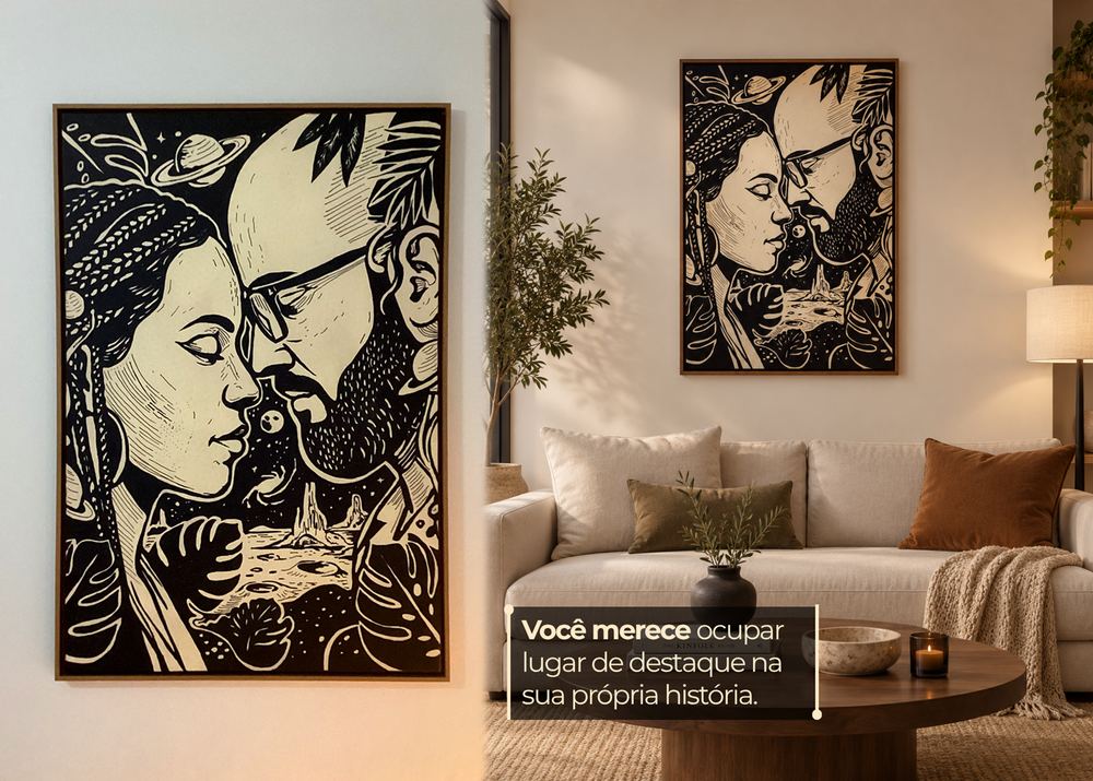 Ilustração autoral de quadro de casal