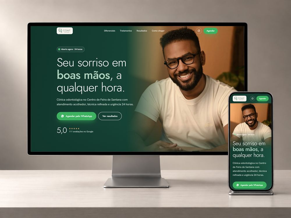 Site profissional da clínica odontológica COAF